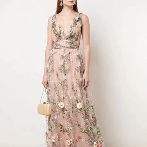 Marchesa Notte 3d embroidered dress